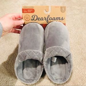 NWT Dearfoams Women’s Quilted Velour Clog Slippers